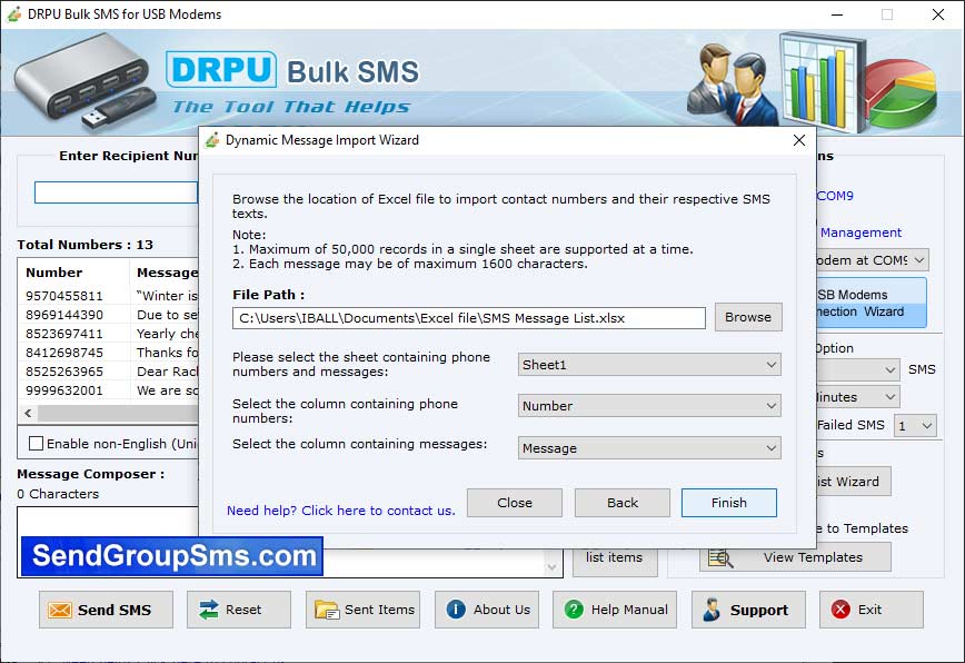 Captura de pantalla de Modem Text Messaging Program