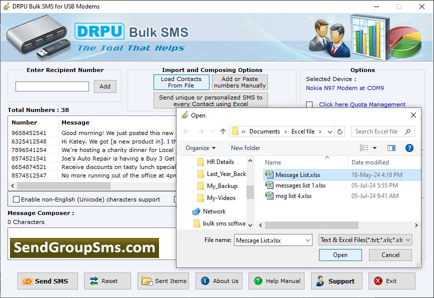 Captura de pantalla de Bulk SMS Modems