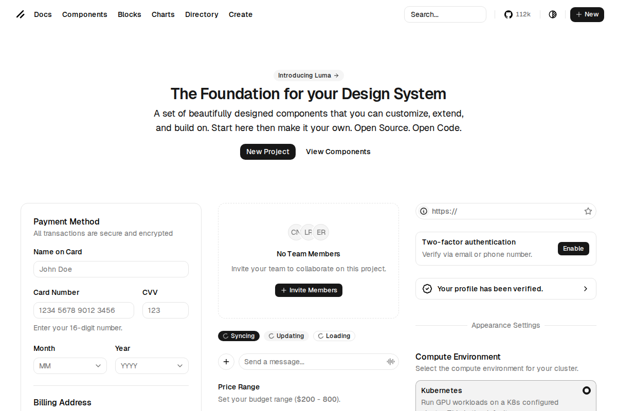 Captura de pantalla de shadcn/ui
