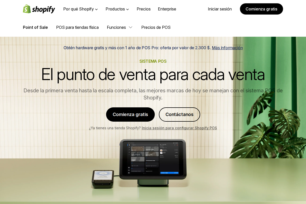 Captura de pantalla de Shopify POS