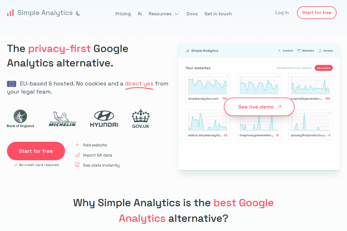 Captura de pantalla de Simple Analytics