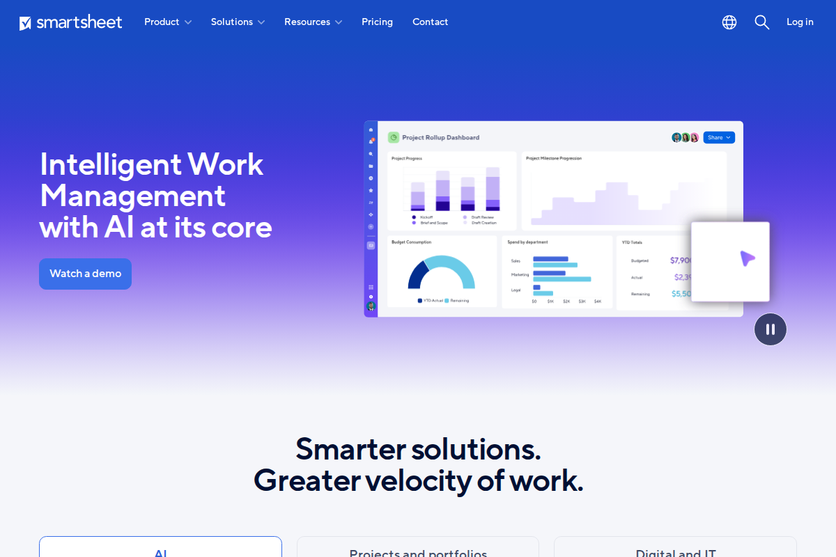 Captura de pantalla de Smartsheet