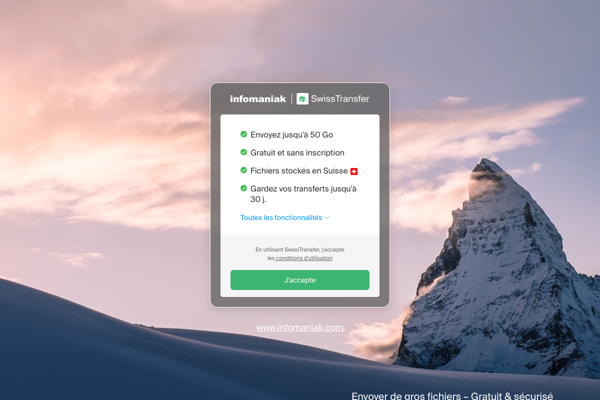 Captura de pantalla de SwissTransfer
