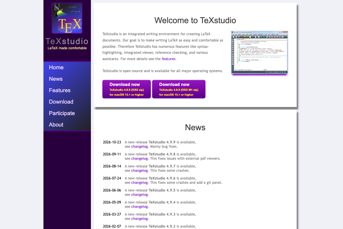 Captura de pantalla de TeXstudio