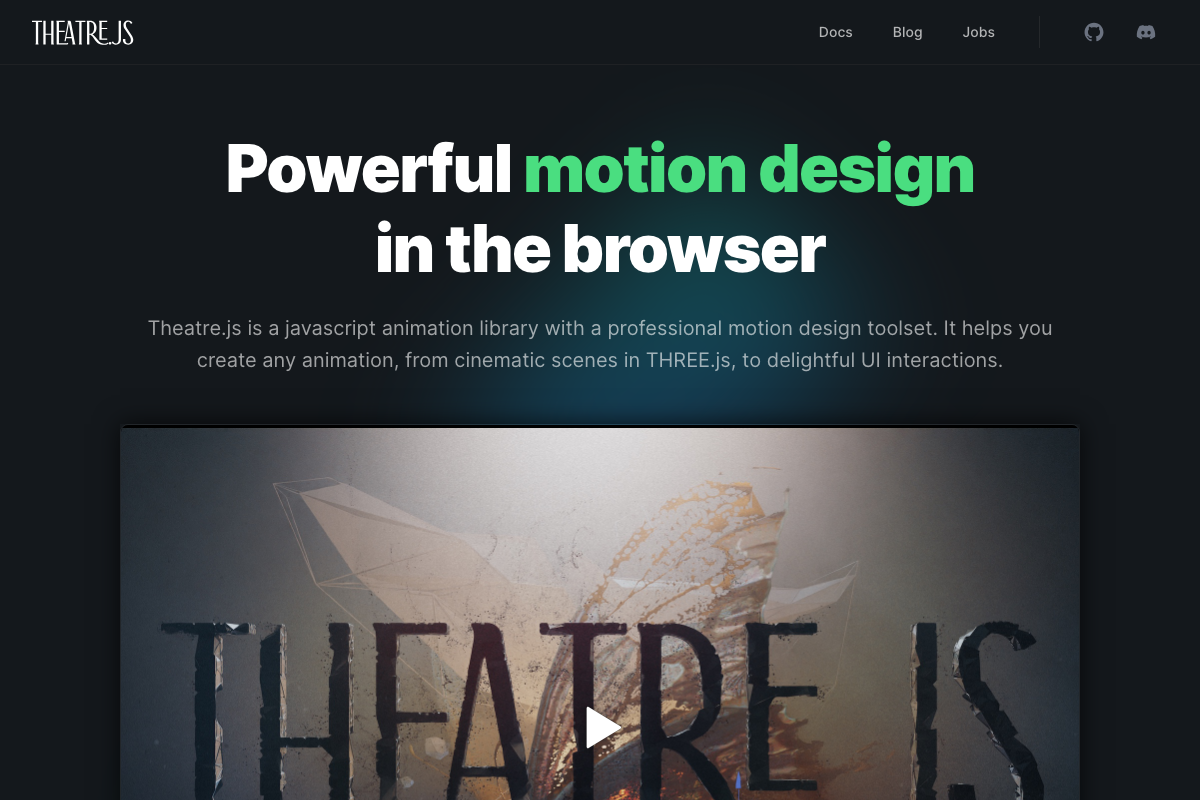 Captura de pantalla de Theatre.js