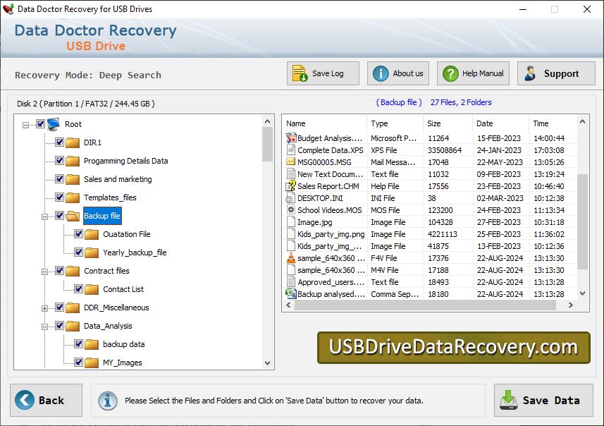 Captura de pantalla de USB Drive Files Recovery