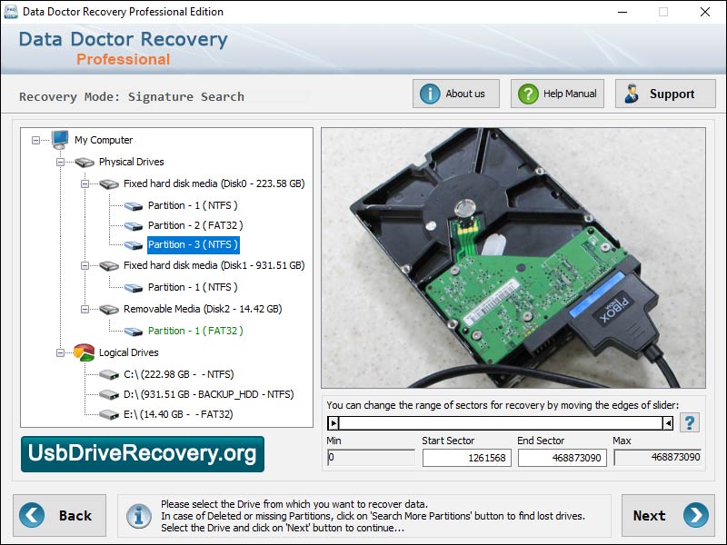 Captura de pantalla de USB Recovery Tool