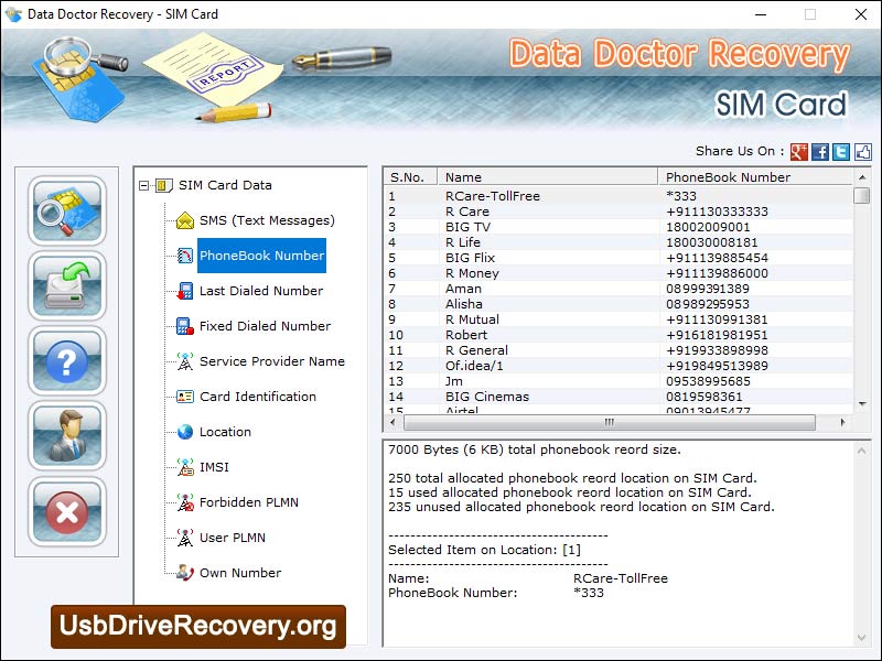 Captura de pantalla de Sim Card Data Recovery App