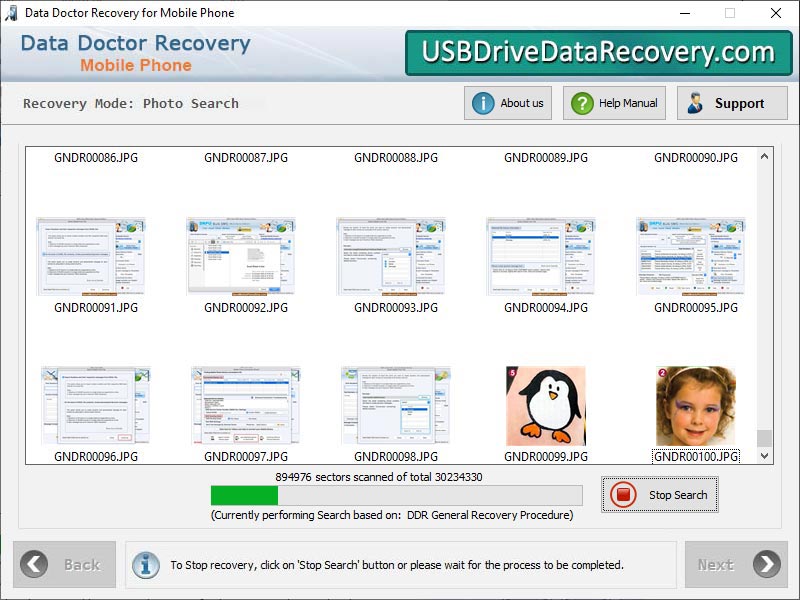 Captura de pantalla de Mobile Phones Data Recovery Software