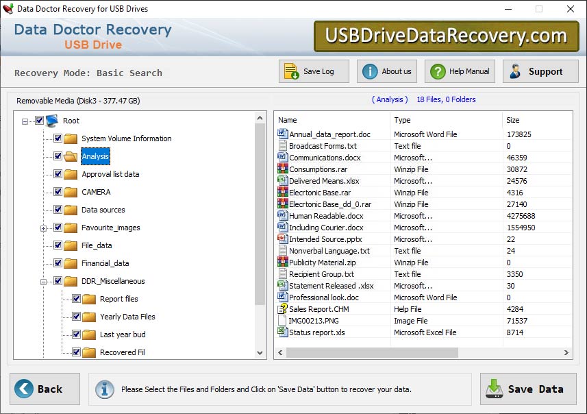 Captura de pantalla de Download USB Data Recovery Software
