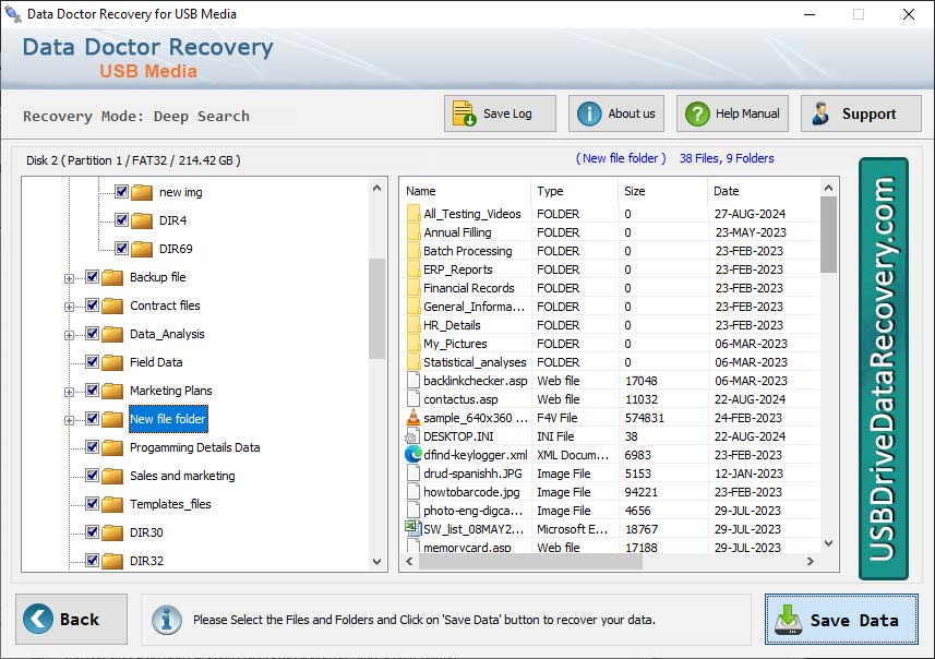 Captura de pantalla de USB Media Data Recovery