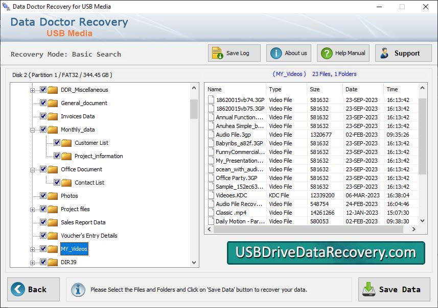 Captura de pantalla de Recovery USB Drive Data