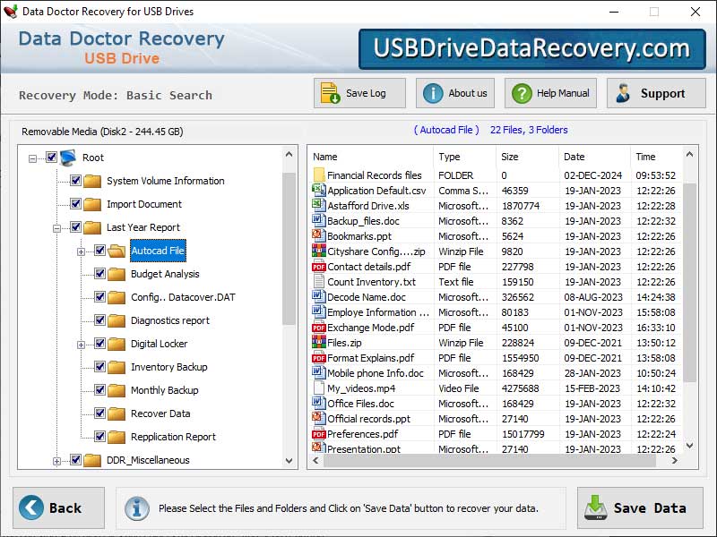 Captura de pantalla de Removable Media Data Recovery App