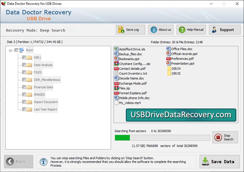 Captura de pantalla de File Restoring Program