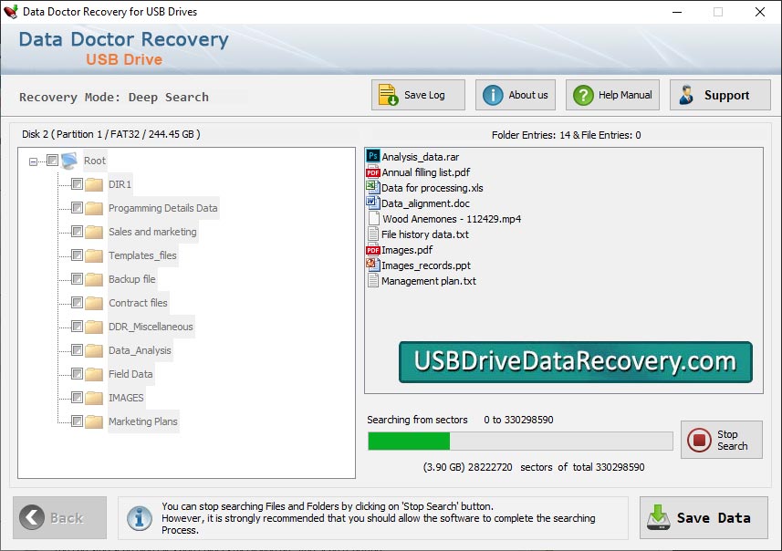 Captura de pantalla de USB Data Restore Software