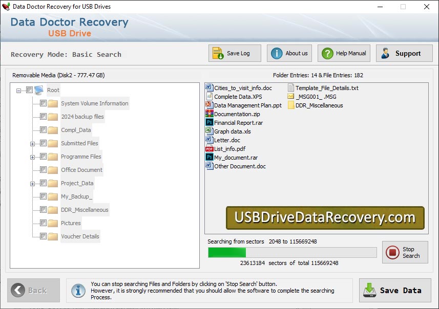 Captura de pantalla de Data Restore Software