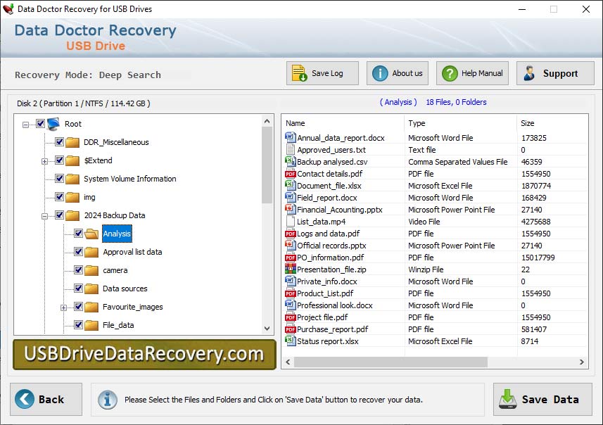 Captura de pantalla de USB Drive Data Recovery Download