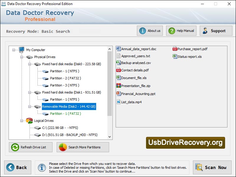 Captura de pantalla de Windows Data Recovery Software
