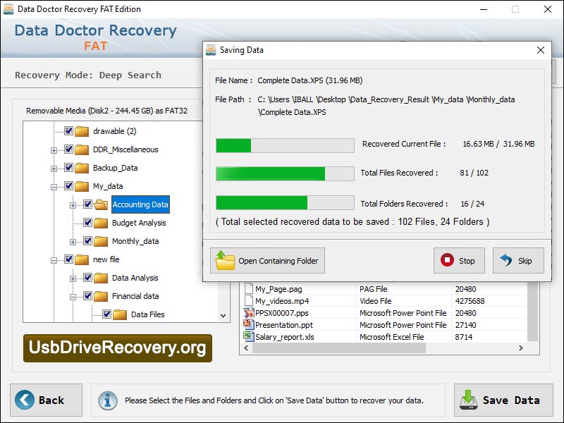 Captura de pantalla de FAT Data Recovery App