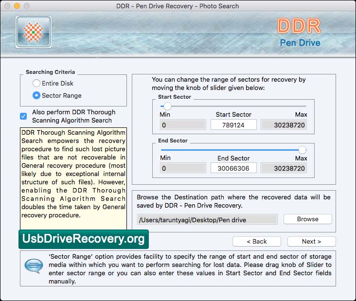 Captura de pantalla de Mac USB Data Recovery Software