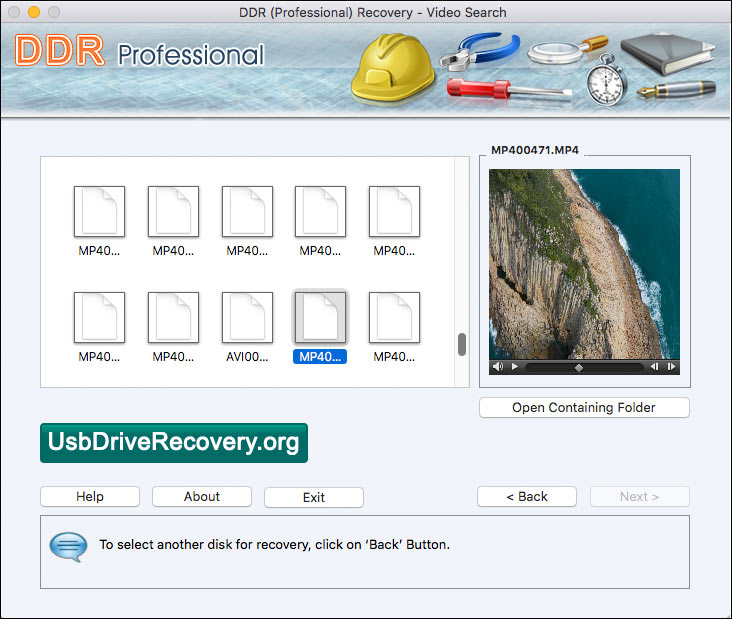 Captura de pantalla de USB Drive Restore Mac