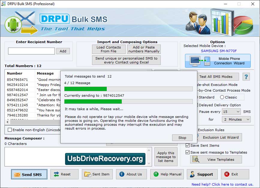Captura de pantalla de Mobile Text Messaging Software