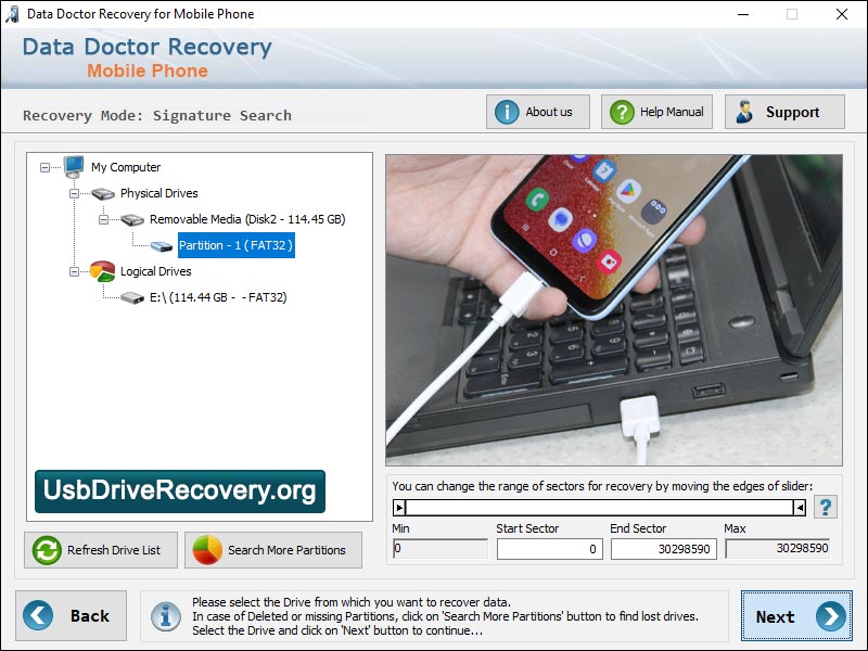Captura de pantalla de Mobile Phone File Recovery Software