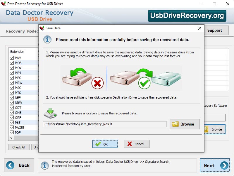Captura de pantalla de USB Drive Recovery Software