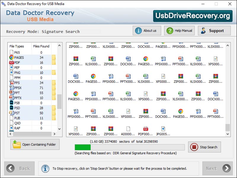 Captura de pantalla de Data Recovery USB Media