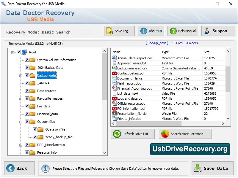 Captura de pantalla de Removable Media Recovery Software