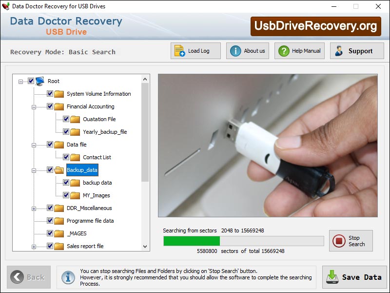 Captura de pantalla de Professional USB Data Recovery