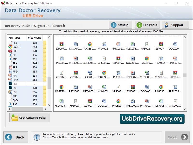 Captura de pantalla de USB Drive Restore Software