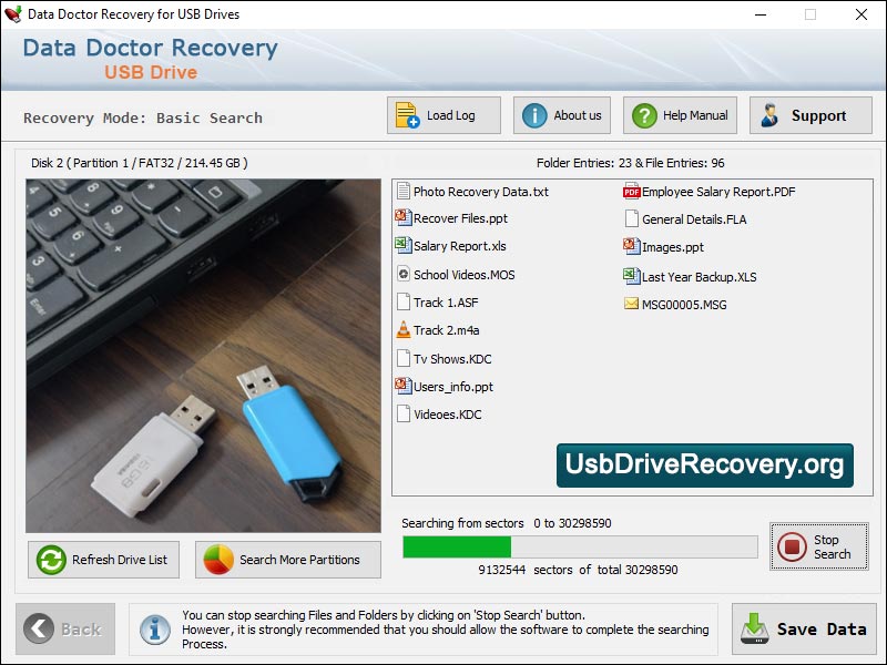 Captura de pantalla de USB Drive Retrieve Software