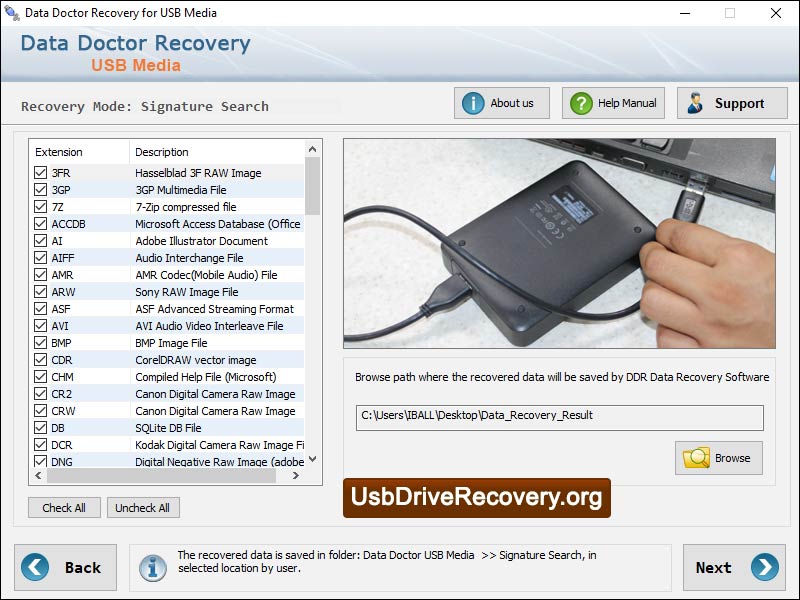 Captura de pantalla de USB Media Recovery Software