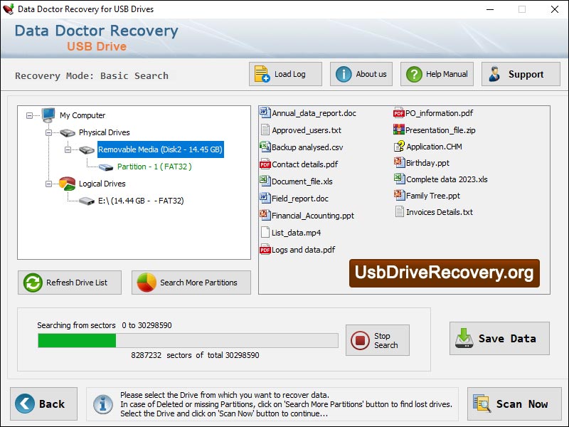 Captura de pantalla de USB Drive Data Restore