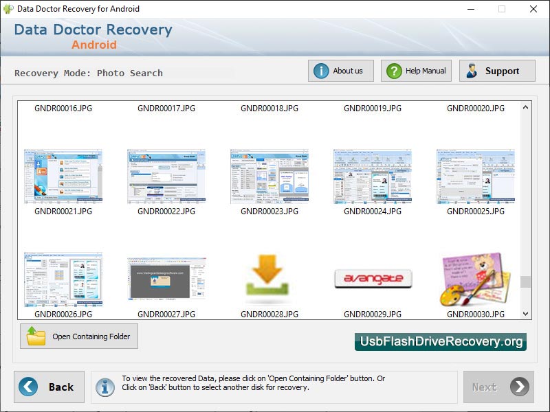 Captura de pantalla de Android File Recovery Program
