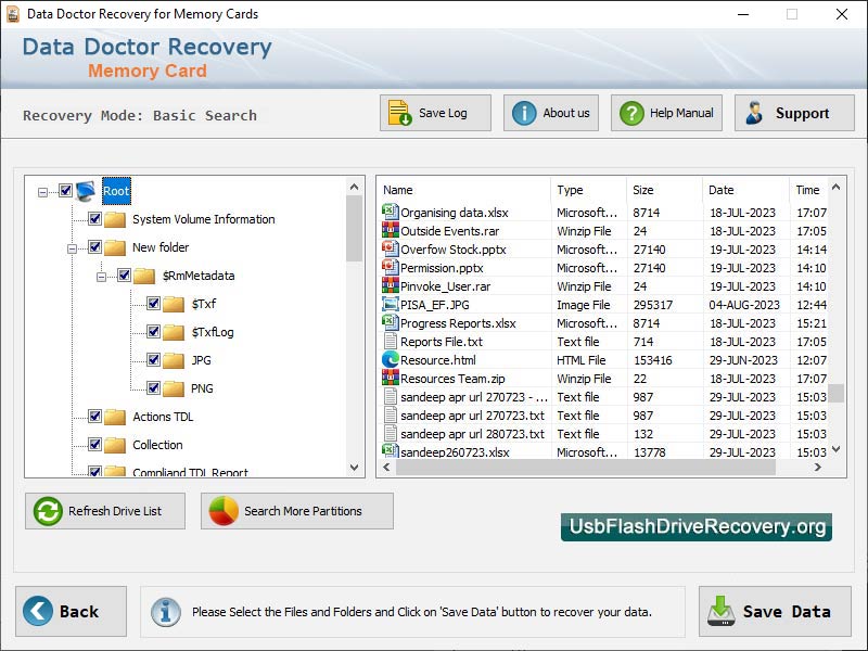Captura de pantalla de Flash Card Data Recovery Software