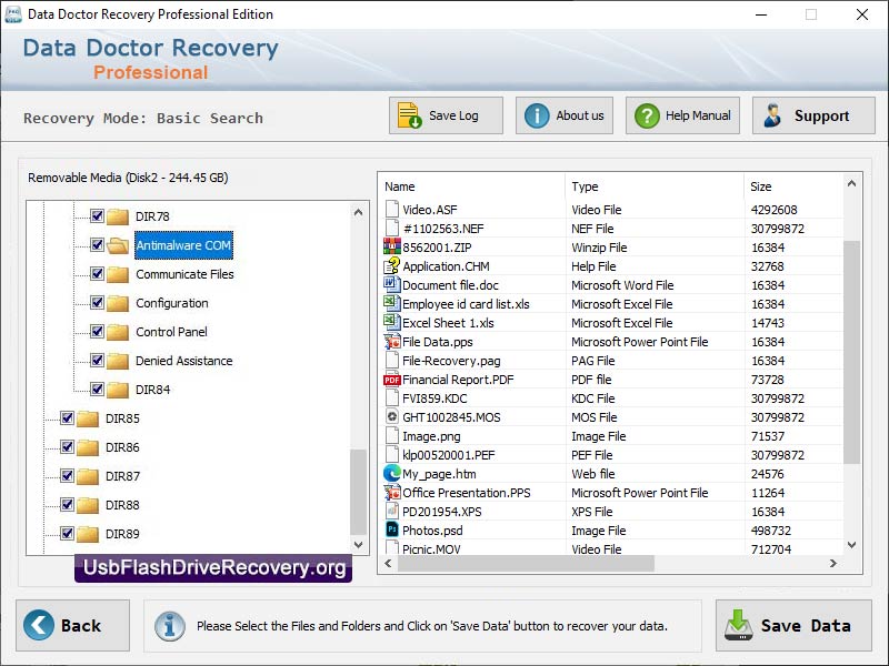Captura de pantalla de USB Flash Drive Restore