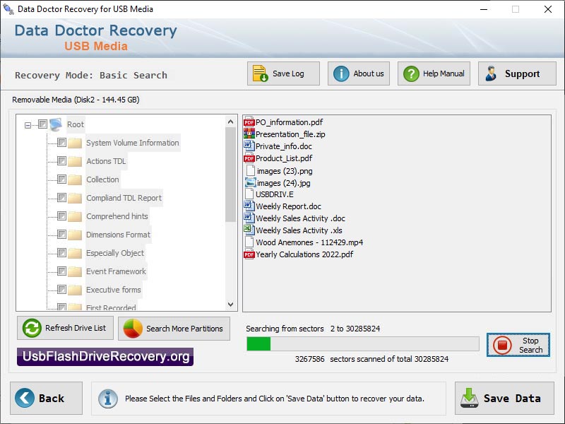 Captura de pantalla de Recovery Data USB Drive