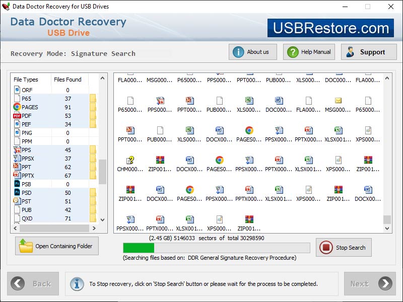 Captura de pantalla de USB Drive Restore Tool