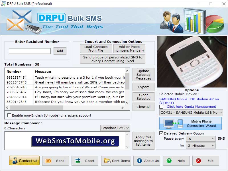 Captura de pantalla de Web SMS to Mobile GSM