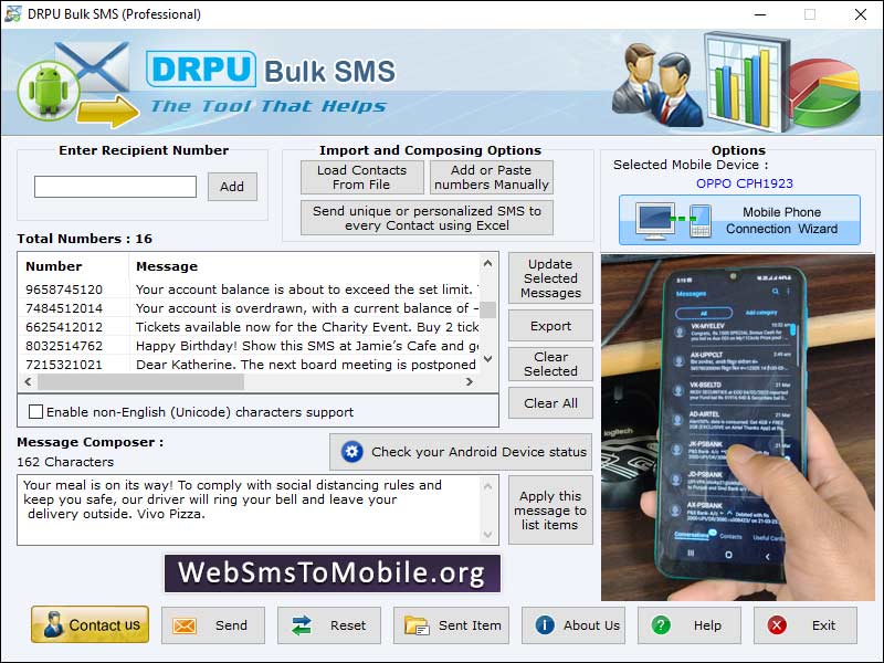 Captura de pantalla de Web SMS to Mobile