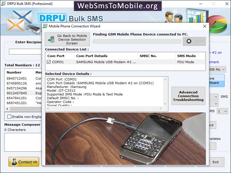 Captura de pantalla de Web SMS to Mobile