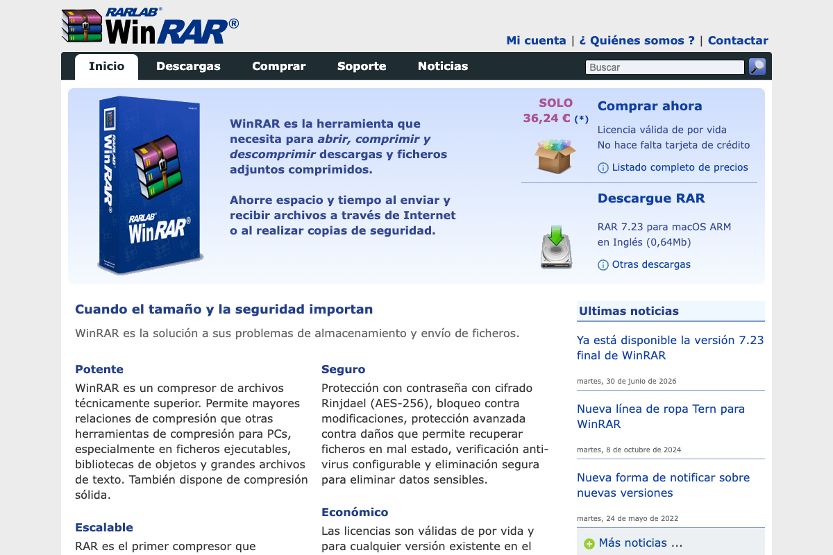 Captura de pantalla de WinRAR