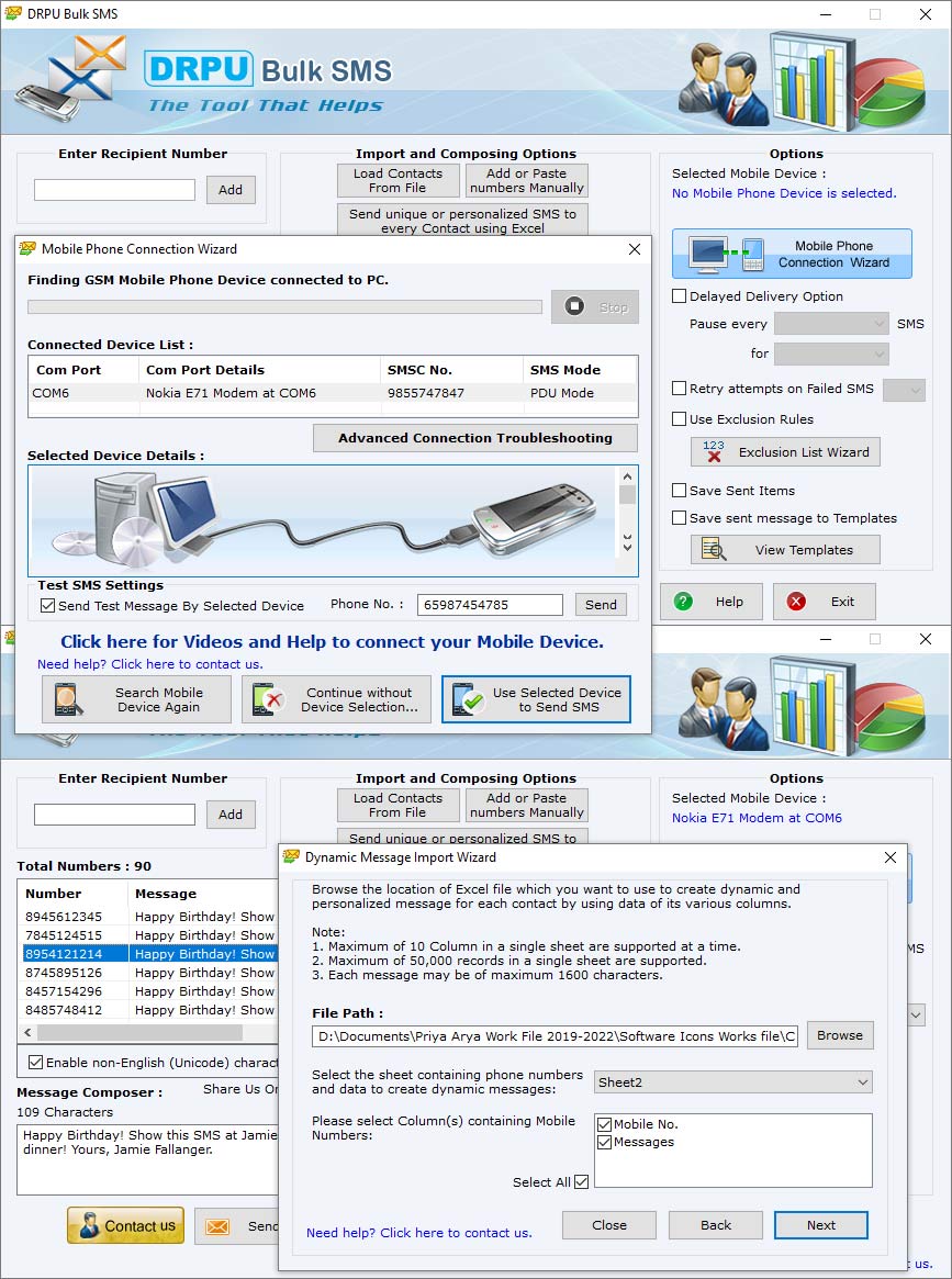Captura de pantalla de Bulk Text Messages