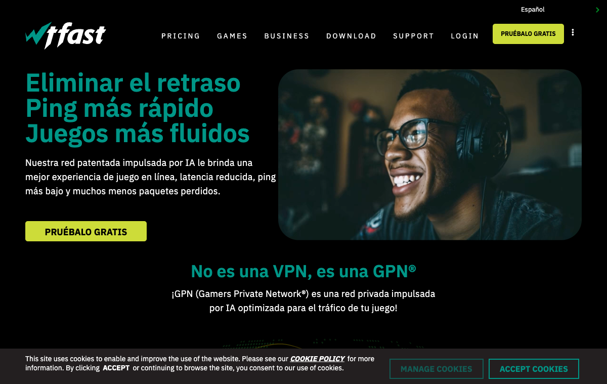 Captura de pantalla de WTFast