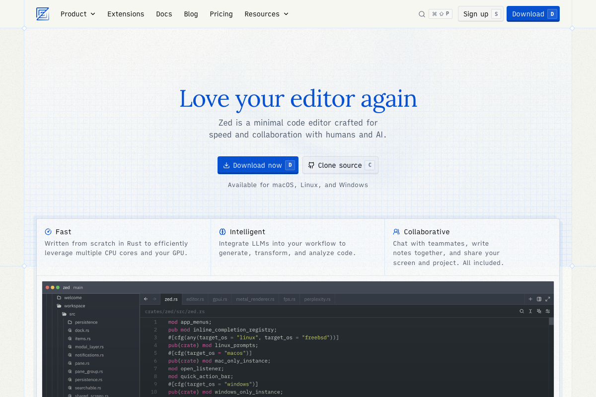 Captura de pantalla de Zed